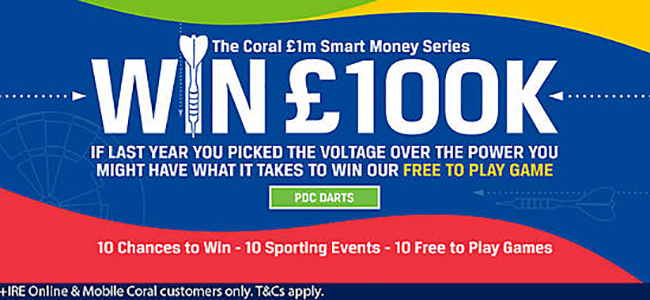 Answer darts questions from Coral and win 100 thousand!